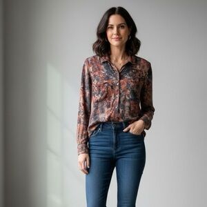 Peruvian Connection Viscose Printed Blouse | Size Small